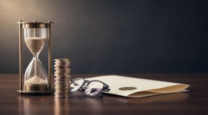 Plan de pensiones: cuánto reduce tu IRPF en 2026 y sus límites: un reloj de arena, monedas, gafas y un documento